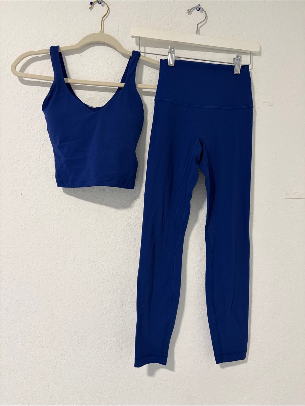 lululemon athletica Deep Blue Seamless Crop Tank & High-Waist Leggings Set